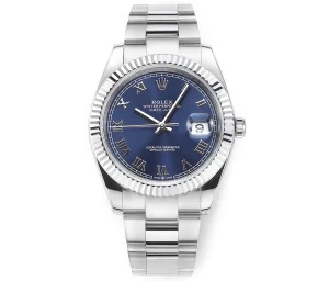 AR Factory Rolex Datejust 41mm Blue Roman Dial Fluted Bezel Stainless Steel Oyster Bracelet Men’s Watch