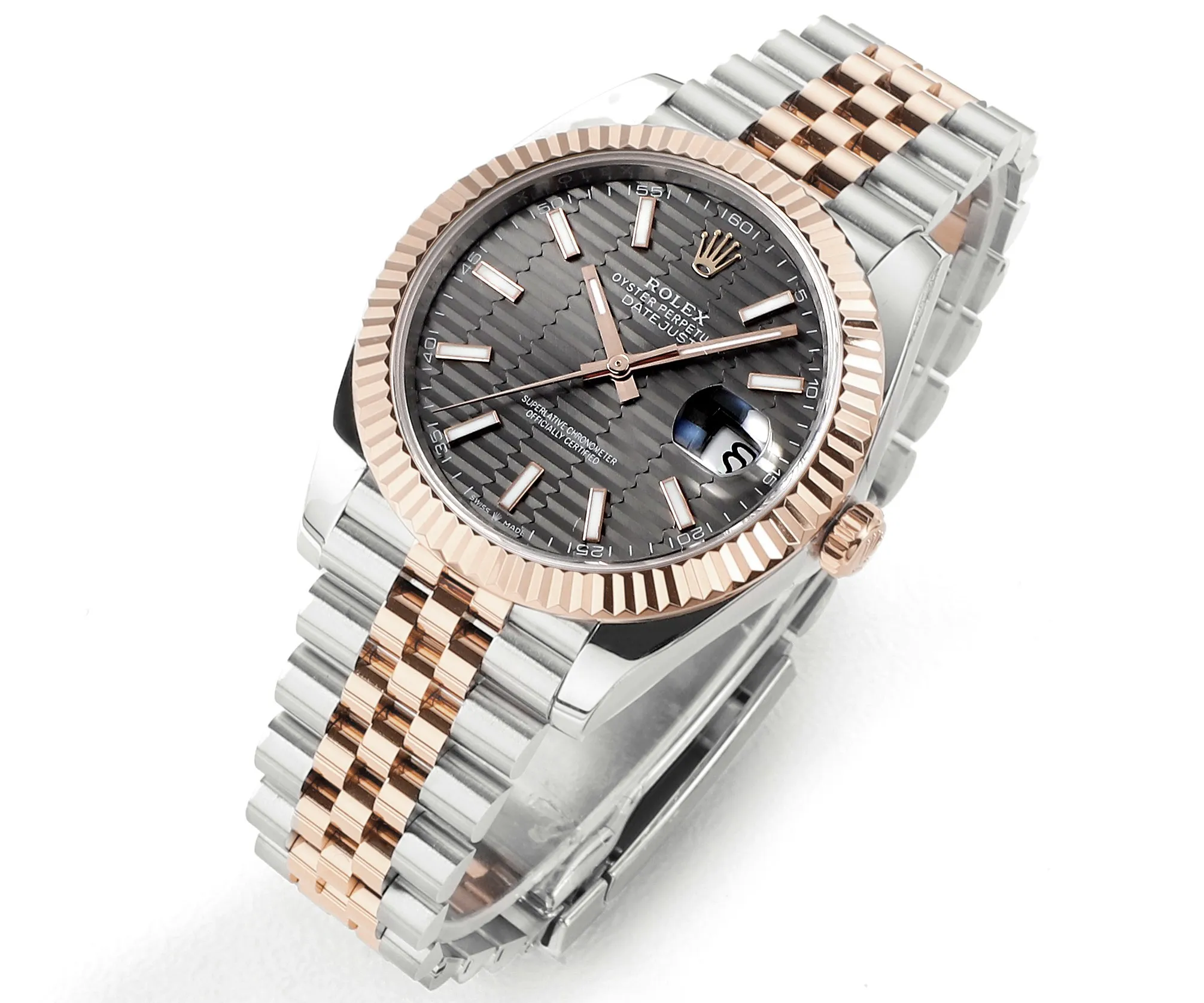 AR Factory Rolex Datejust 41mm Everose Rolesor Slate Dial Fluted Bezel Jubilee Bracelet Men’s Luxury Watch - 图片 2