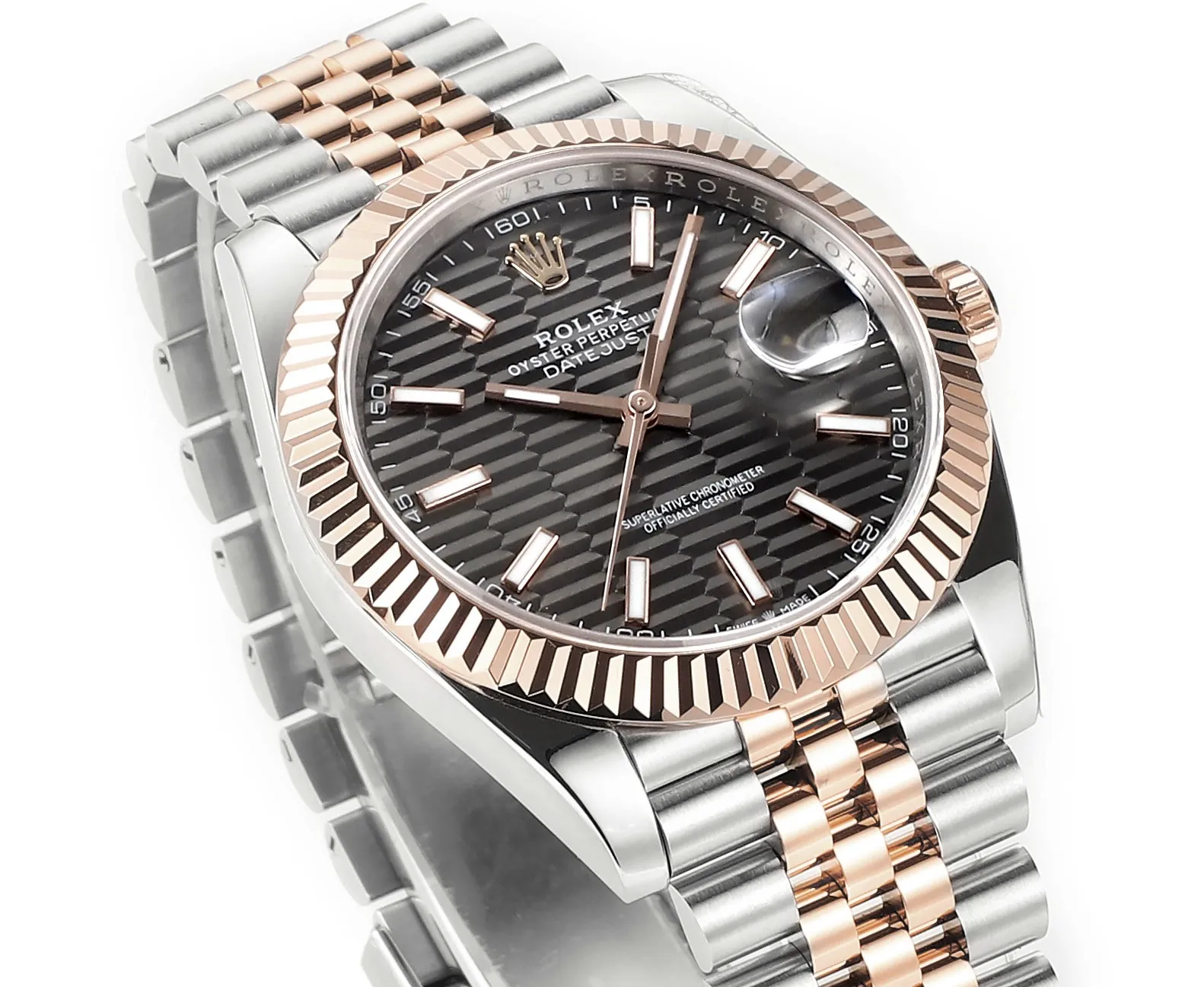 AR Factory Rolex Datejust 41mm Everose Rolesor Slate Dial Fluted Bezel Jubilee Bracelet Men’s Luxury Watch - 图片 3