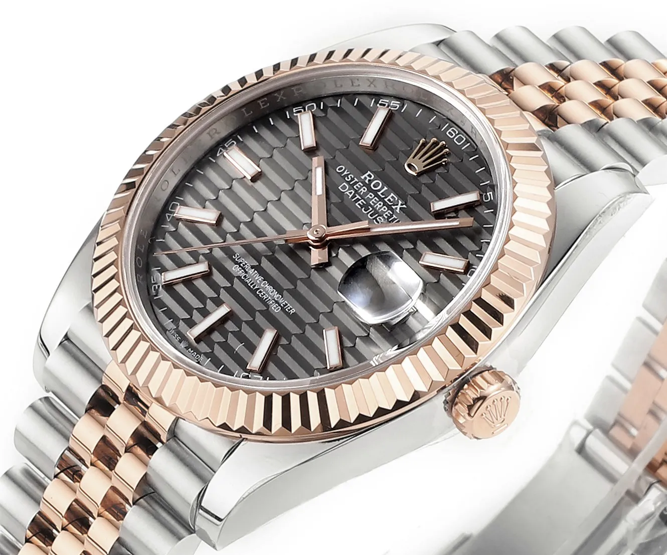 AR Factory Rolex Datejust 41mm Everose Rolesor Slate Dial Fluted Bezel Jubilee Bracelet Men’s Luxury Watch - 图片 4