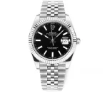 AR Factory Rolex Datejust 41mm Fluted Bezel Black Dial Silver Jubilee Bracelet Luxury Men’s Watch