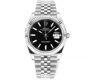 AR Factory Rolex Datejust 41mm Fluted Bezel Black Dial Silver Jubilee Bracelet Luxury Men’s Watch
