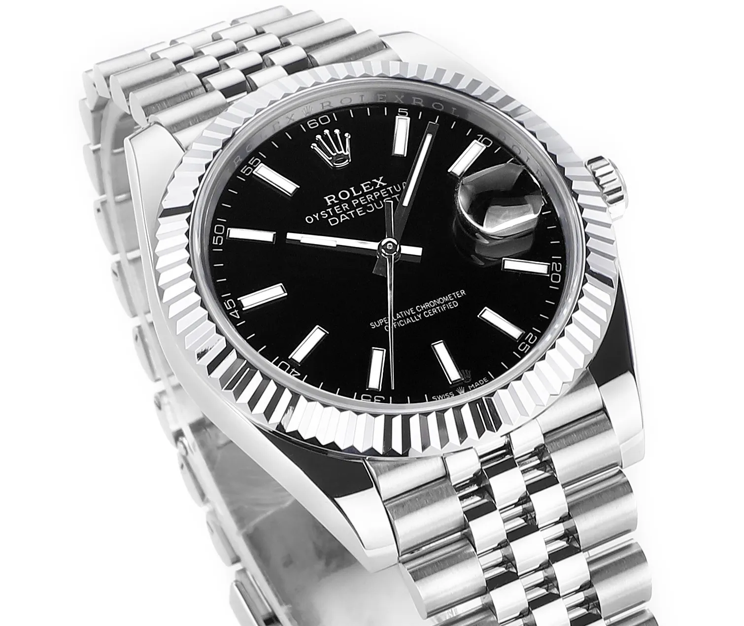 AR Factory Rolex Datejust 41mm Fluted Bezel Black Dial Silver Jubilee Bracelet Luxury Men’s Watch - 图片 3