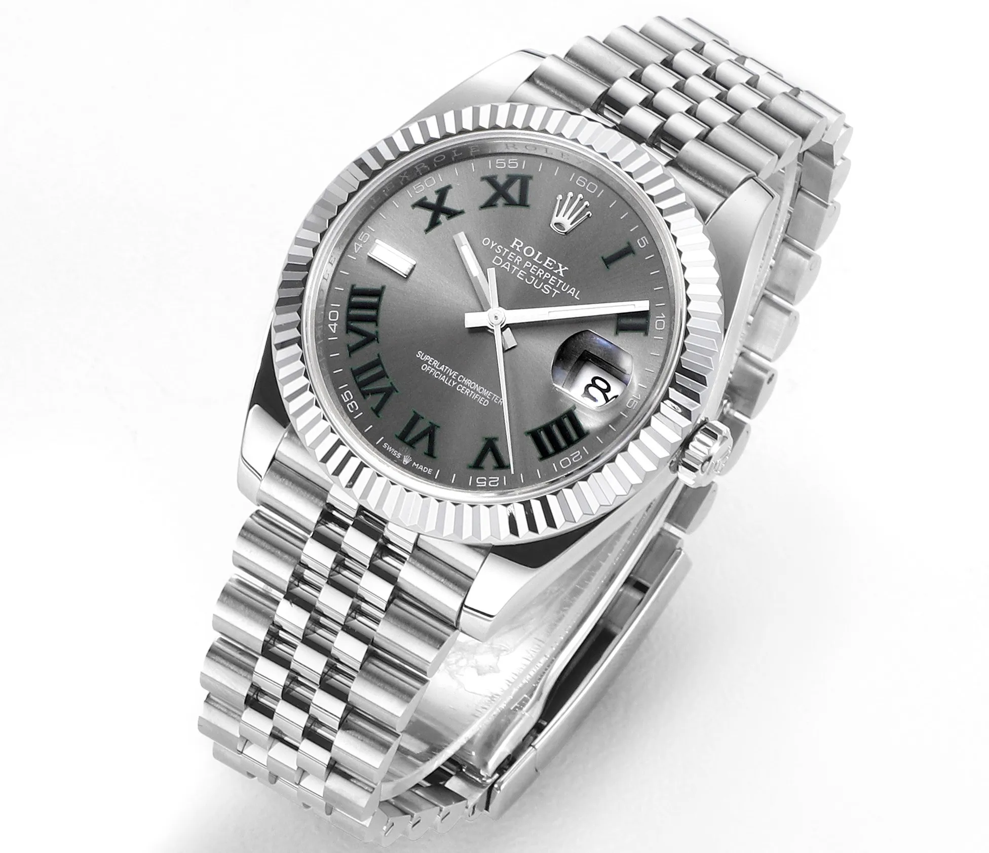 AR Factory Rolex Datejust 41mm Rhodium Grey Dial Fluted Bezel Roman Numerals Jubilee Bracelet Stainless Steel Men’s Watch - 图片 2