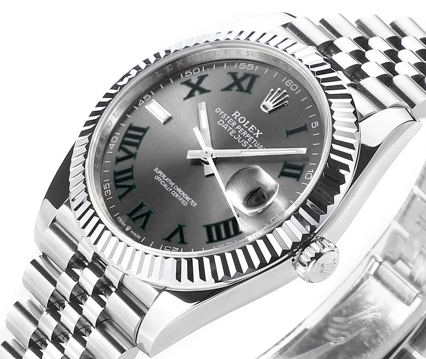 AR Factory Rolex Datejust 41mm Rhodium Grey Dial Fluted Bezel Roman Numerals Jubilee Bracelet Stainless Steel Men’s Watch - 图片 4