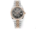 AR Factory Rolex Datejust 41mm Slate Gray Dial Roman Numerals Two-Tone Rose Gold and Stainless Steel Jubilee Bracelet Fluted Bezel Automatic Men’s Watch