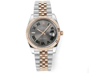 AR Factory Rolex Datejust 41mm Slate Gray Dial Roman Numerals Two-Tone Rose Gold and Stainless Steel Jubilee Bracelet Fluted Bezel Automatic Men’s Watch