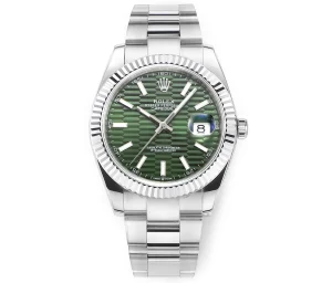 AR Factory Rolex Datejust 41mm Stainless Steel Green Dial Fluted Bezel Oyster Bracelet Automatic Men’s Watch