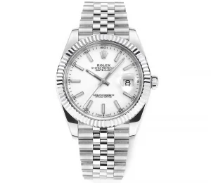 AR Factory Rolex Datejust 41mm Stainless Steel White Dial Fluted Bezel Jubilee Bracelet Automatic Men’s Watch