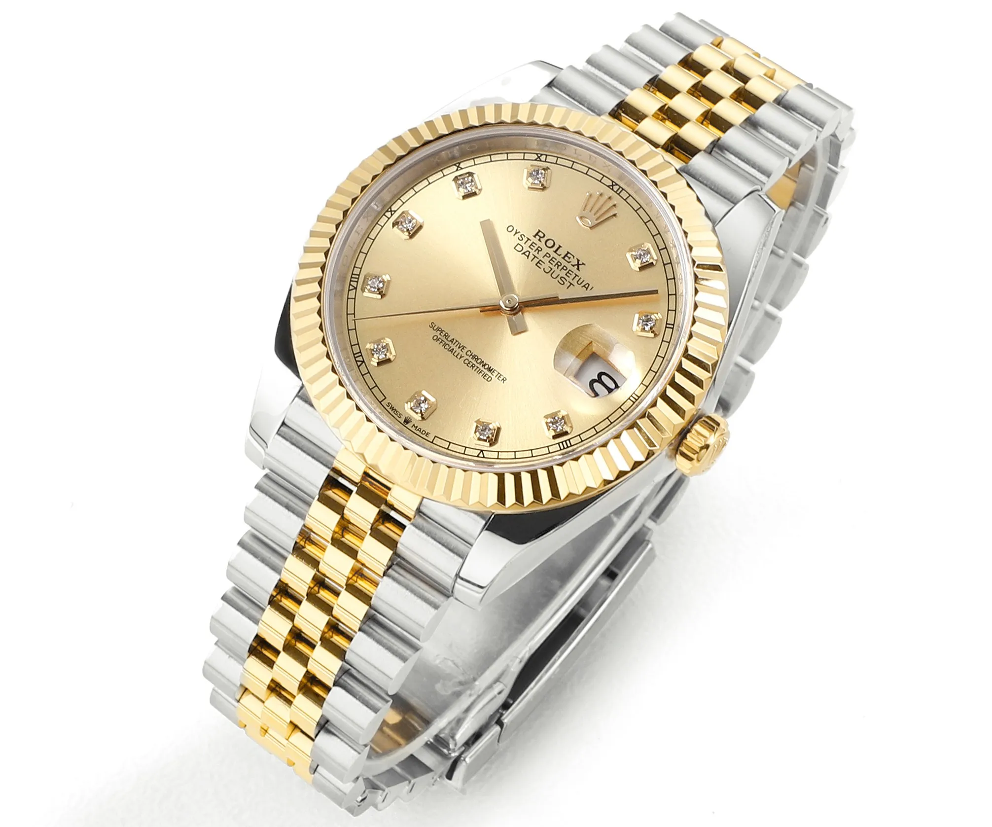AR Factory Rolex Datejust 41mm Two-Tone Gold and Steel Champagne Diamond Dial Fluted Bezel Jubilee Bracelet Watch - 图片 2