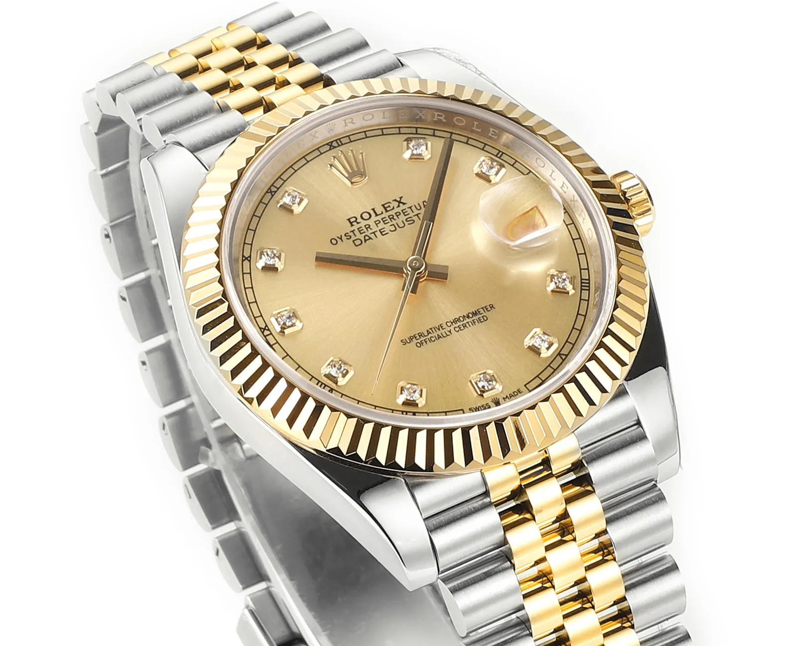 AR Factory Rolex Datejust 41mm Two-Tone Gold and Steel Champagne Diamond Dial Fluted Bezel Jubilee Bracelet Watch - 图片 3