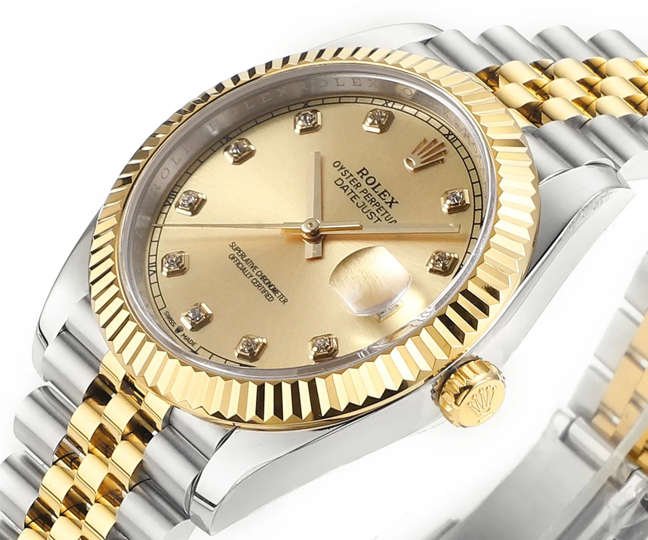 AR Factory Rolex Datejust 41mm Two-Tone Gold and Steel Champagne Diamond Dial Fluted Bezel Jubilee Bracelet Watch - 图片 4