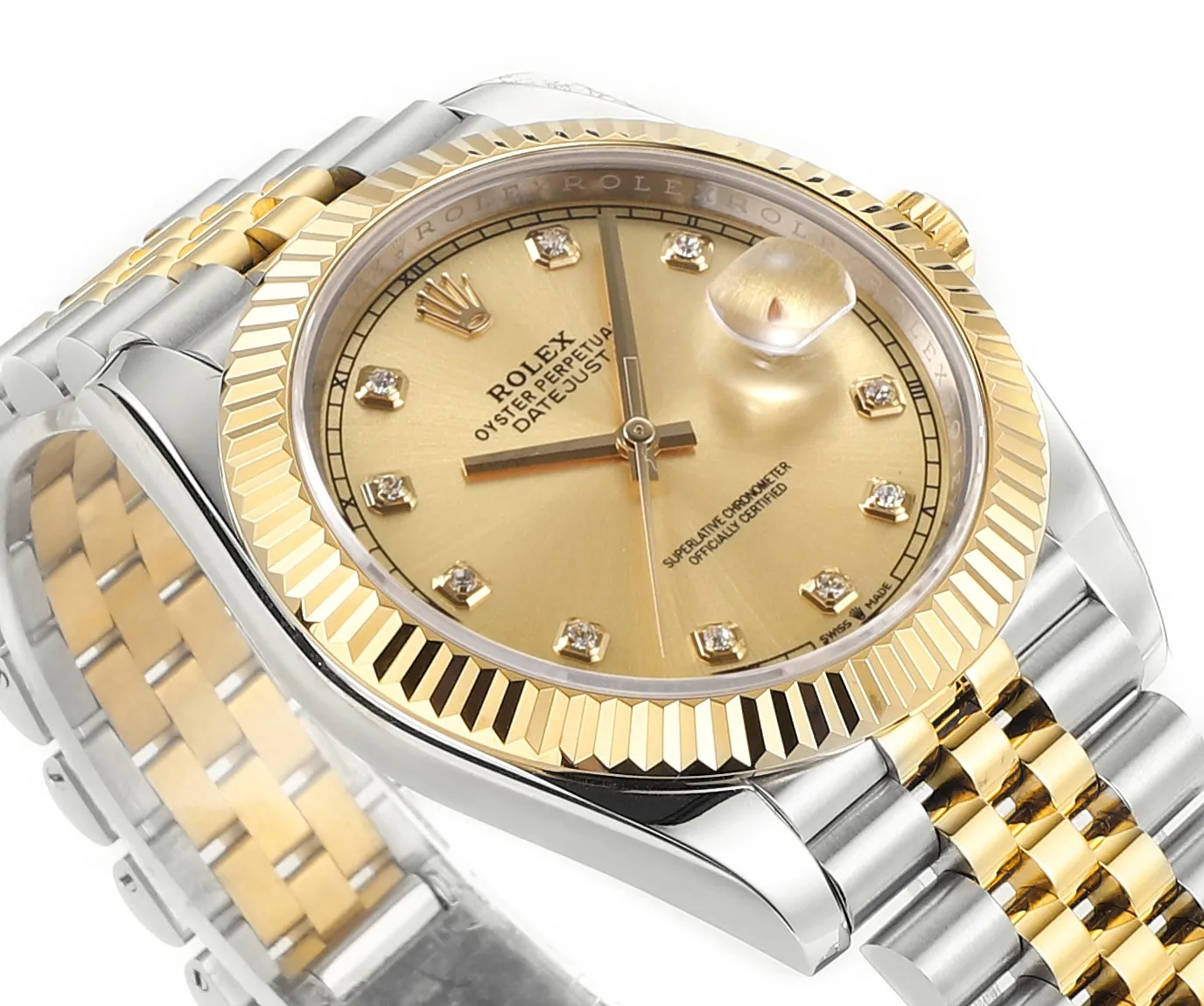 AR Factory Rolex Datejust 41mm Two-Tone Gold and Steel Champagne Diamond Dial Fluted Bezel Jubilee Bracelet Watch - 图片 5