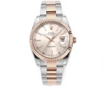 AR Factory Rolex Datejust 41mm Two-Tone Rose Gold and Stainless Steel Pink Dial Fluted Bezel Automatic Men’s Watch