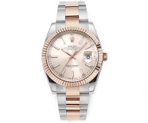 AR Factory Rolex Datejust 41mm Two-Tone Rose Gold and Stainless Steel Pink Dial Fluted Bezel Automatic Men’s Watch