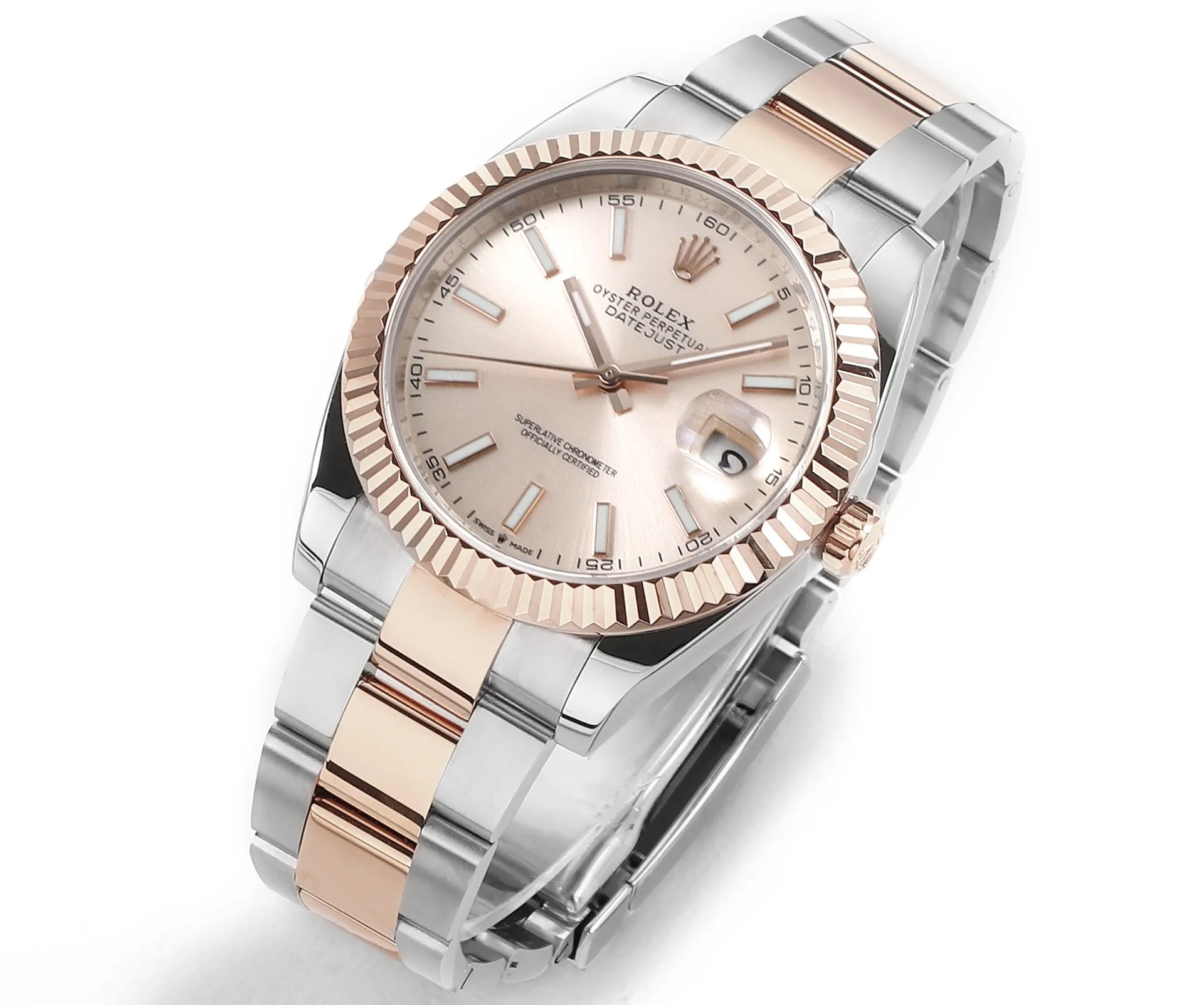 AR Factory Rolex Datejust 41mm Two-Tone Rose Gold and Stainless Steel Pink Dial Fluted Bezel Automatic Men’s Watch - 图片 2