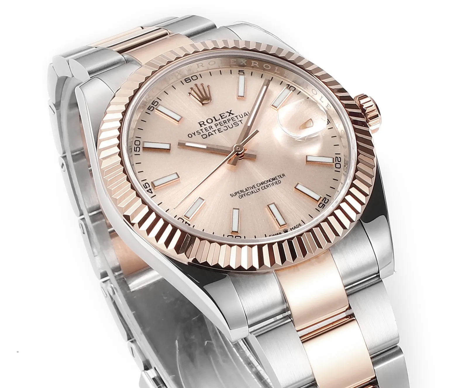 AR Factory Rolex Datejust 41mm Two-Tone Rose Gold and Stainless Steel Pink Dial Fluted Bezel Automatic Men’s Watch - 图片 3