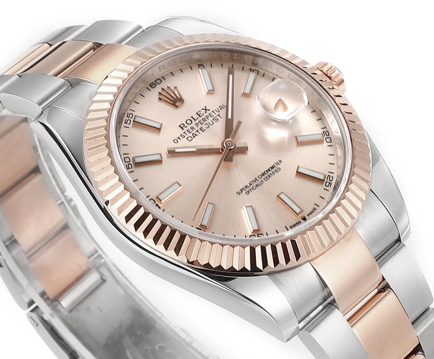 AR Factory Rolex Datejust 41mm Two-Tone Rose Gold and Stainless Steel Pink Dial Fluted Bezel Automatic Men’s Watch - 图片 5