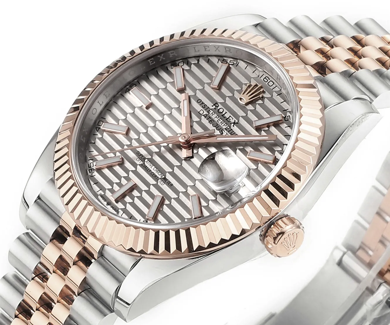 AR Factory Rolex Datejust 41mm Two-Tone Stainless Steel and Everose Gold Watch with Grey Textured Dial and Jubilee Bracelet - 图片 3