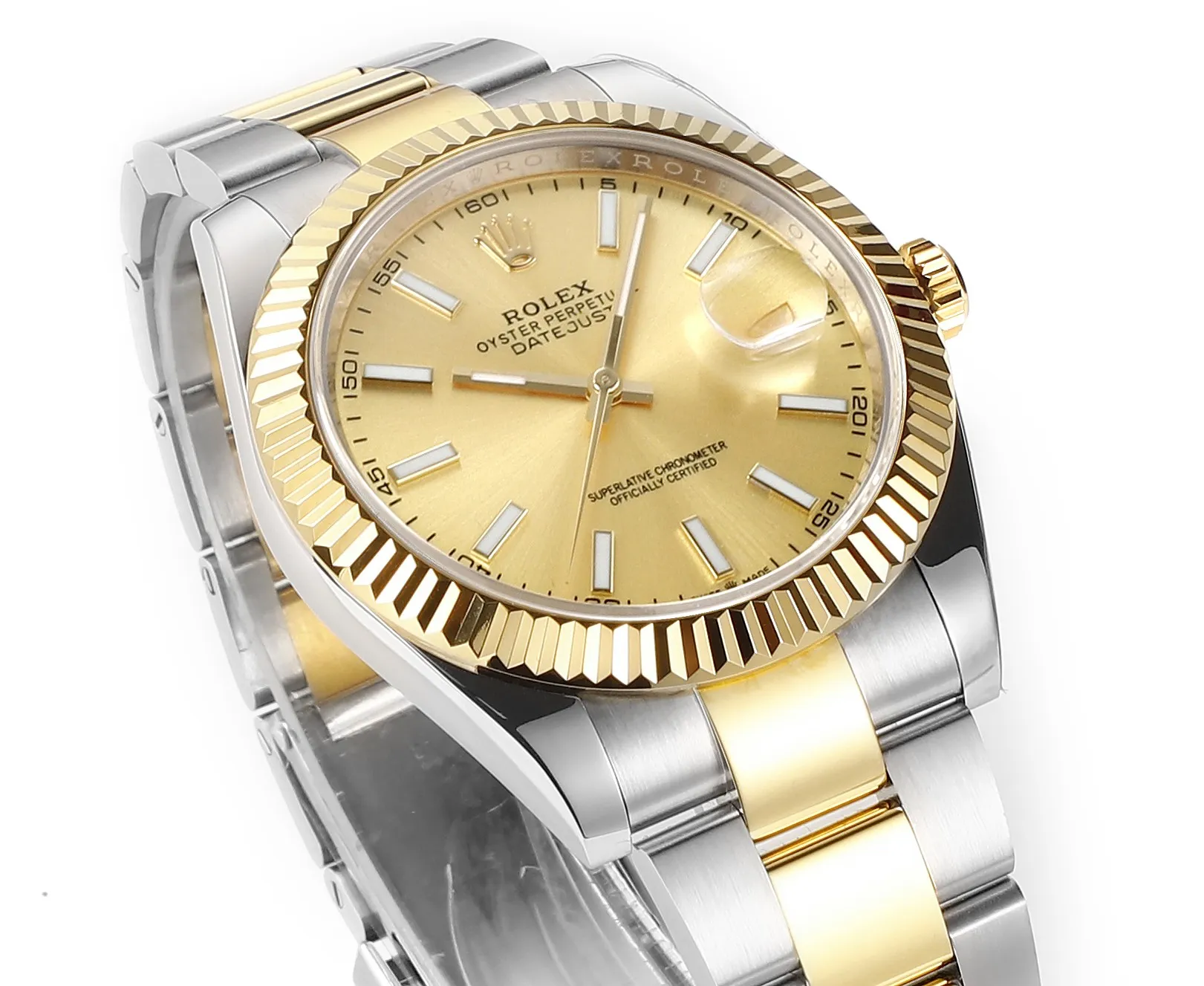 AR Factory Rolex Datejust 41mm Two-Tone Stainless Steel and Yellow Gold Fluted Bezel Champagne Dial Automatic Men’s Watch - 图片 3