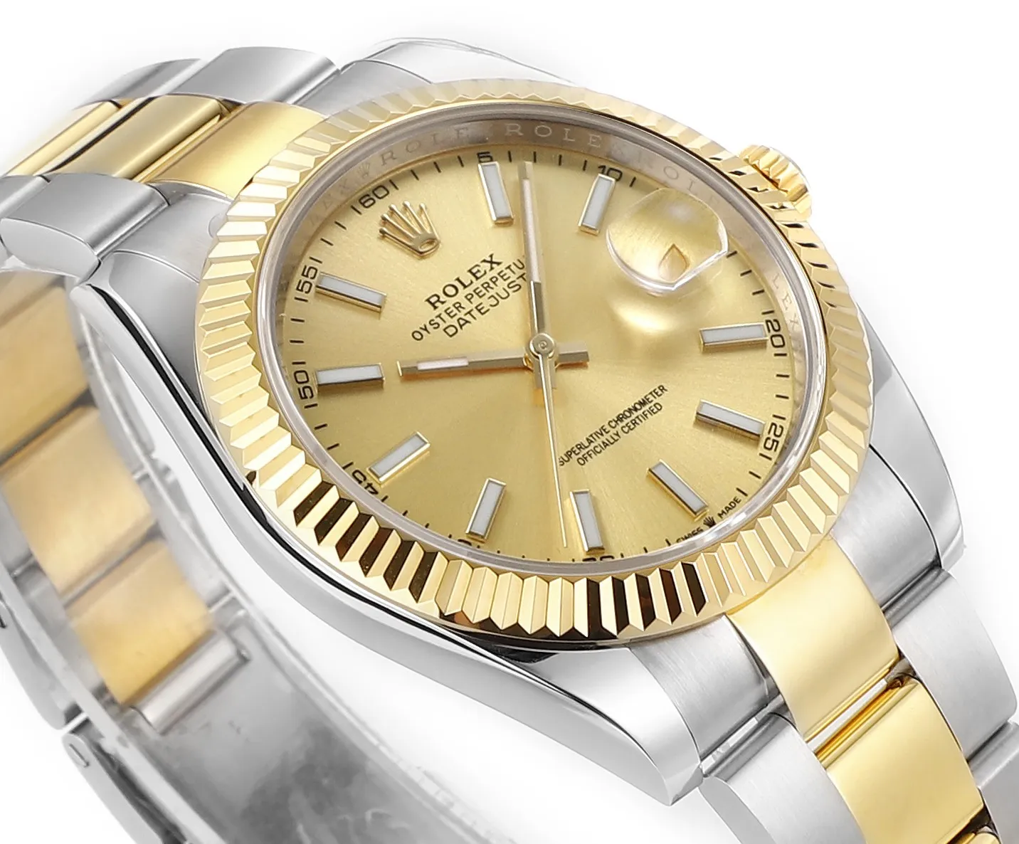 AR Factory Rolex Datejust 41mm Two-Tone Stainless Steel and Yellow Gold Fluted Bezel Champagne Dial Automatic Men’s Watch - 图片 5