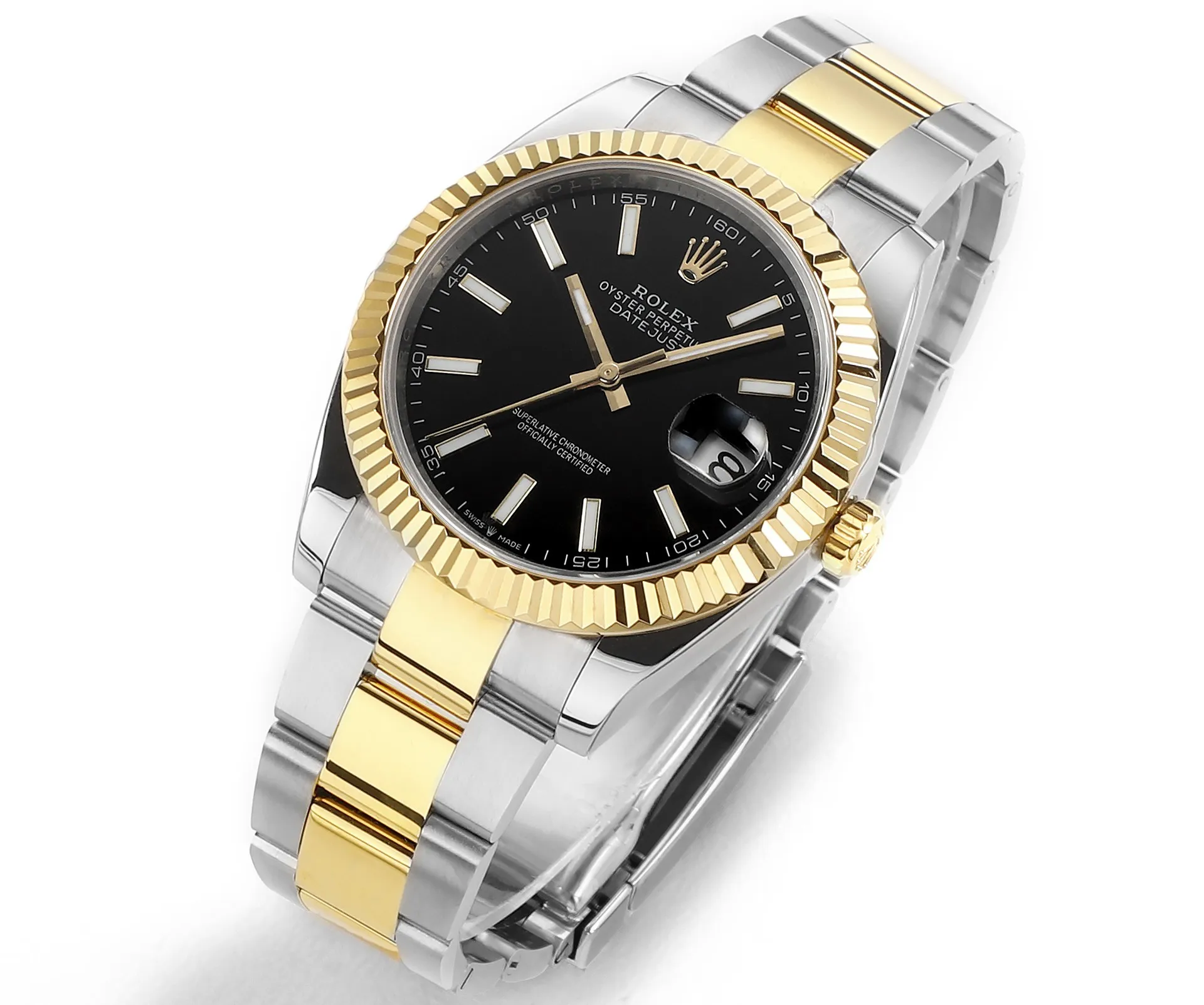 AR Factory Rolex Datejust 41mm Two-Tone Yellow Gold and Stainless Steel Black Dial Fluted Bezel Automatic Men’s Watch - 图片 2