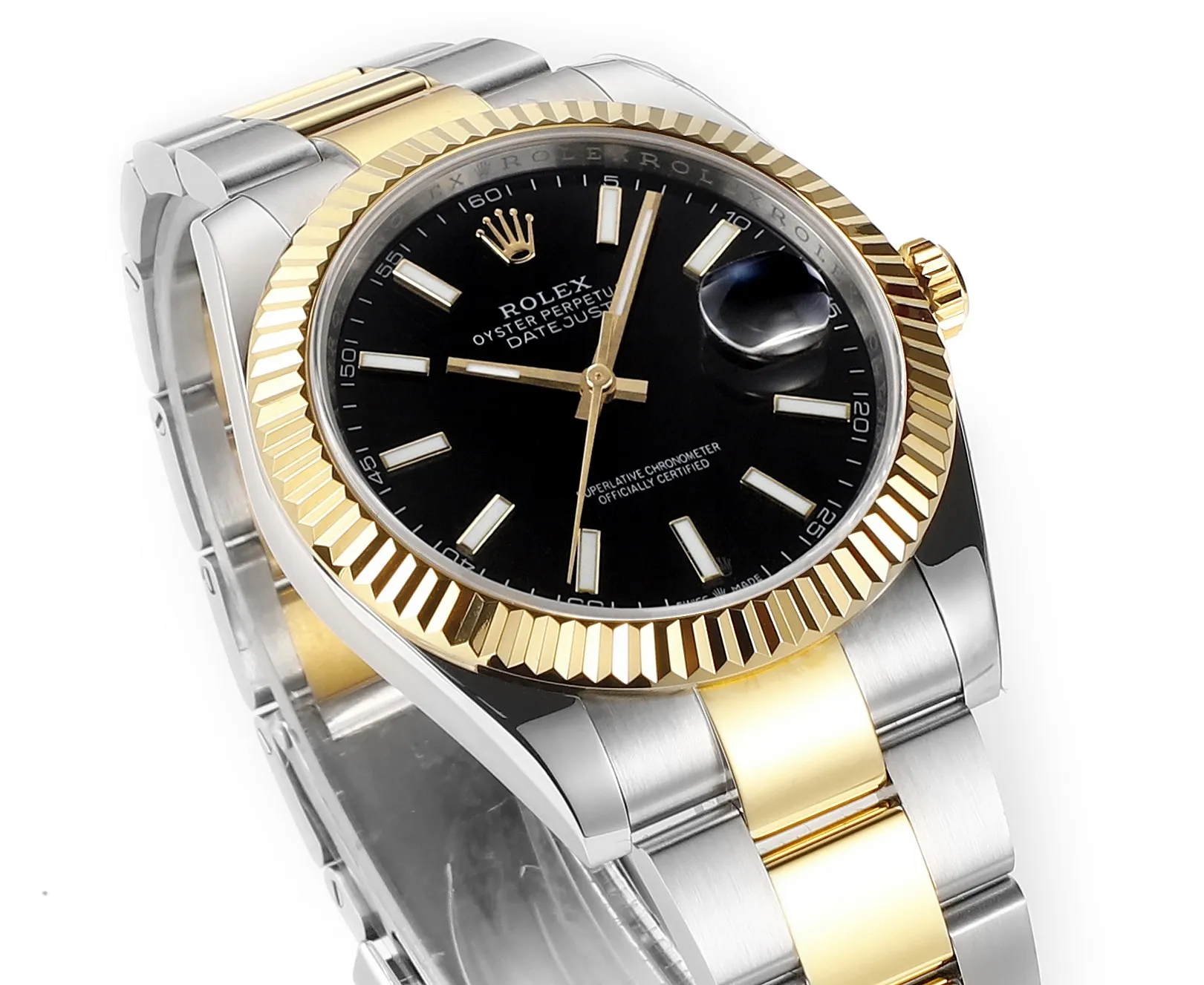 AR Factory Rolex Datejust 41mm Two-Tone Yellow Gold and Stainless Steel Black Dial Fluted Bezel Automatic Men’s Watch - 图片 3