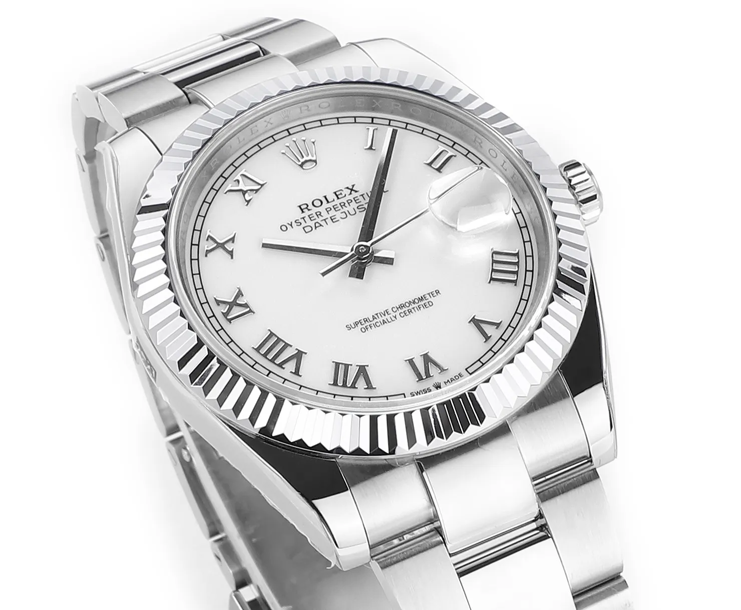 AR Factory Rolex Datejust 41mm White Roman Dial Fluted Bezel Oystersteel Automatic Men’s Watch - 图片 2