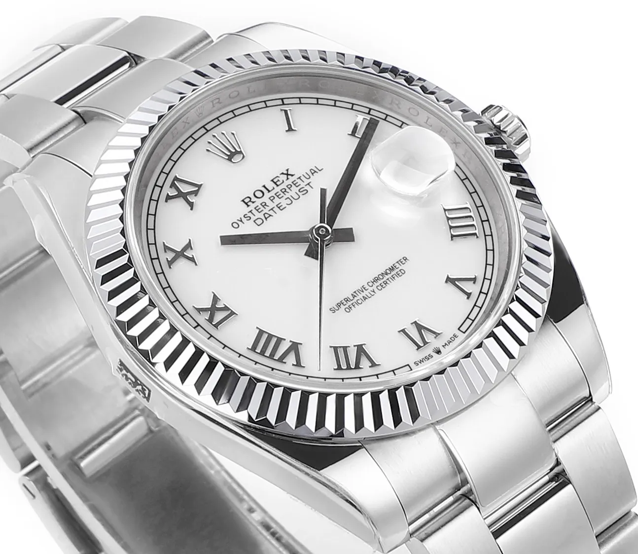 AR Factory Rolex Datejust 41mm White Roman Dial Fluted Bezel Oystersteel Automatic Men’s Watch - 图片 3