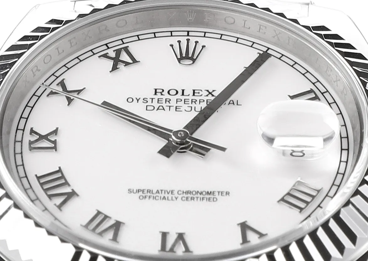 AR Factory Rolex Datejust 41mm White Roman Dial Fluted Bezel Oystersteel Automatic Men’s Watch - 图片 4