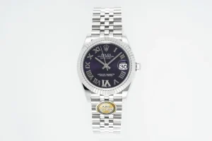 AR Factory Rolex Datejust Purple Dial Roman Numerals Stainless Steel Jubilee Bracelet Women’s Luxury Watch