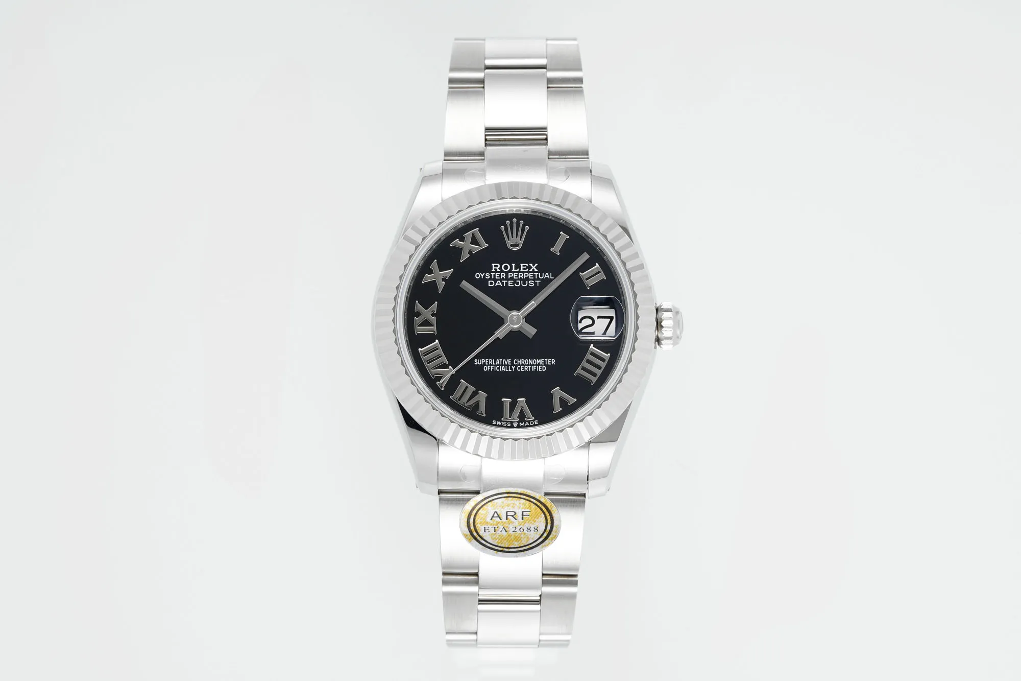AR Factory Rolex Datejust Stainless Steel Black Dial Roman Numerals Fluted Bezel Automatic Men’s Watch