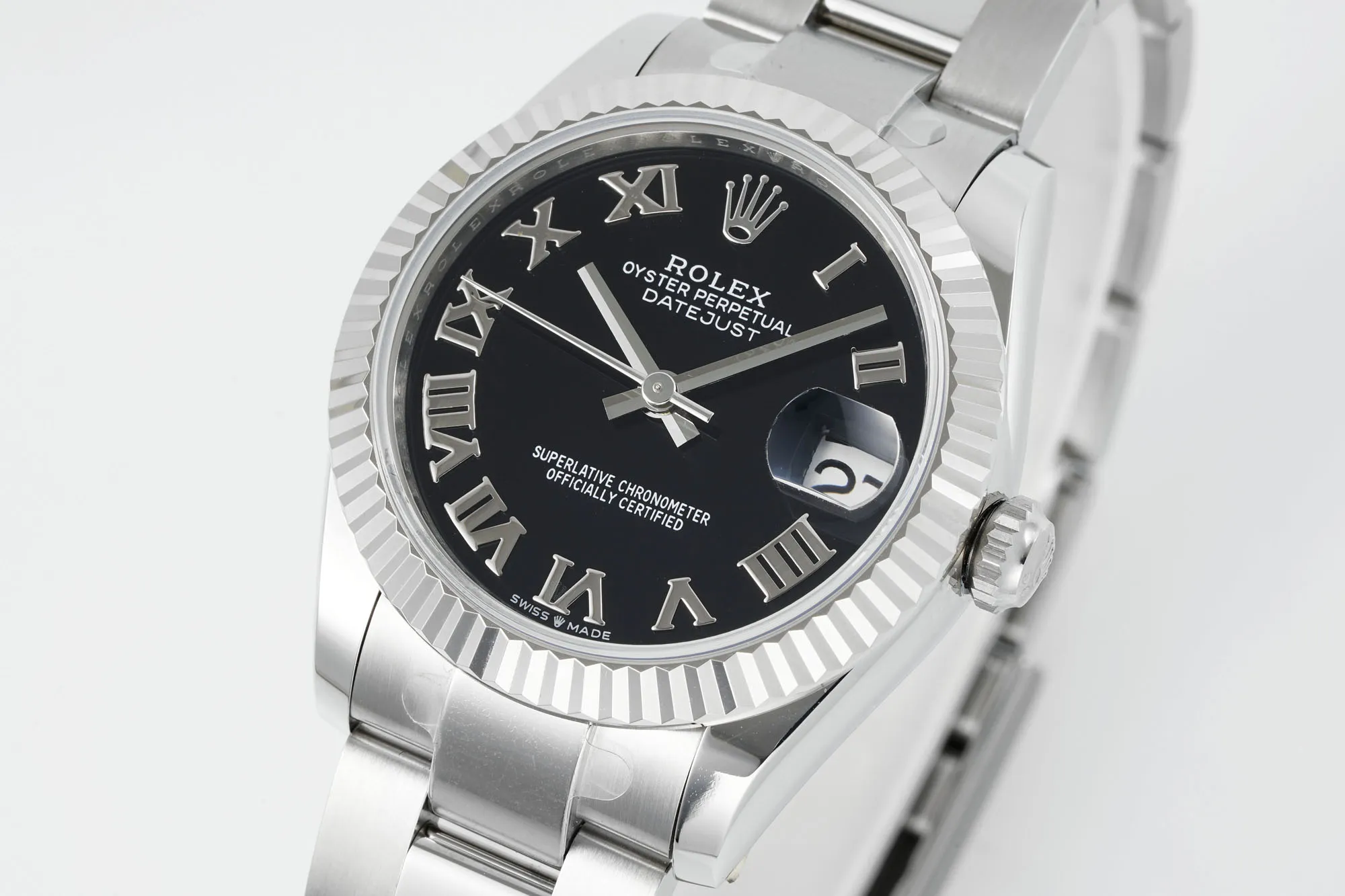 AR Factory Rolex Datejust Stainless Steel Black Dial Roman Numerals Fluted Bezel Automatic Men’s Watch - 图片 2