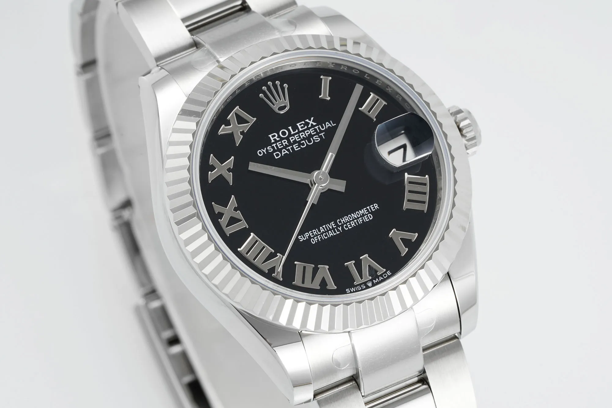 AR Factory Rolex Datejust Stainless Steel Black Dial Roman Numerals Fluted Bezel Automatic Men’s Watch - 图片 3