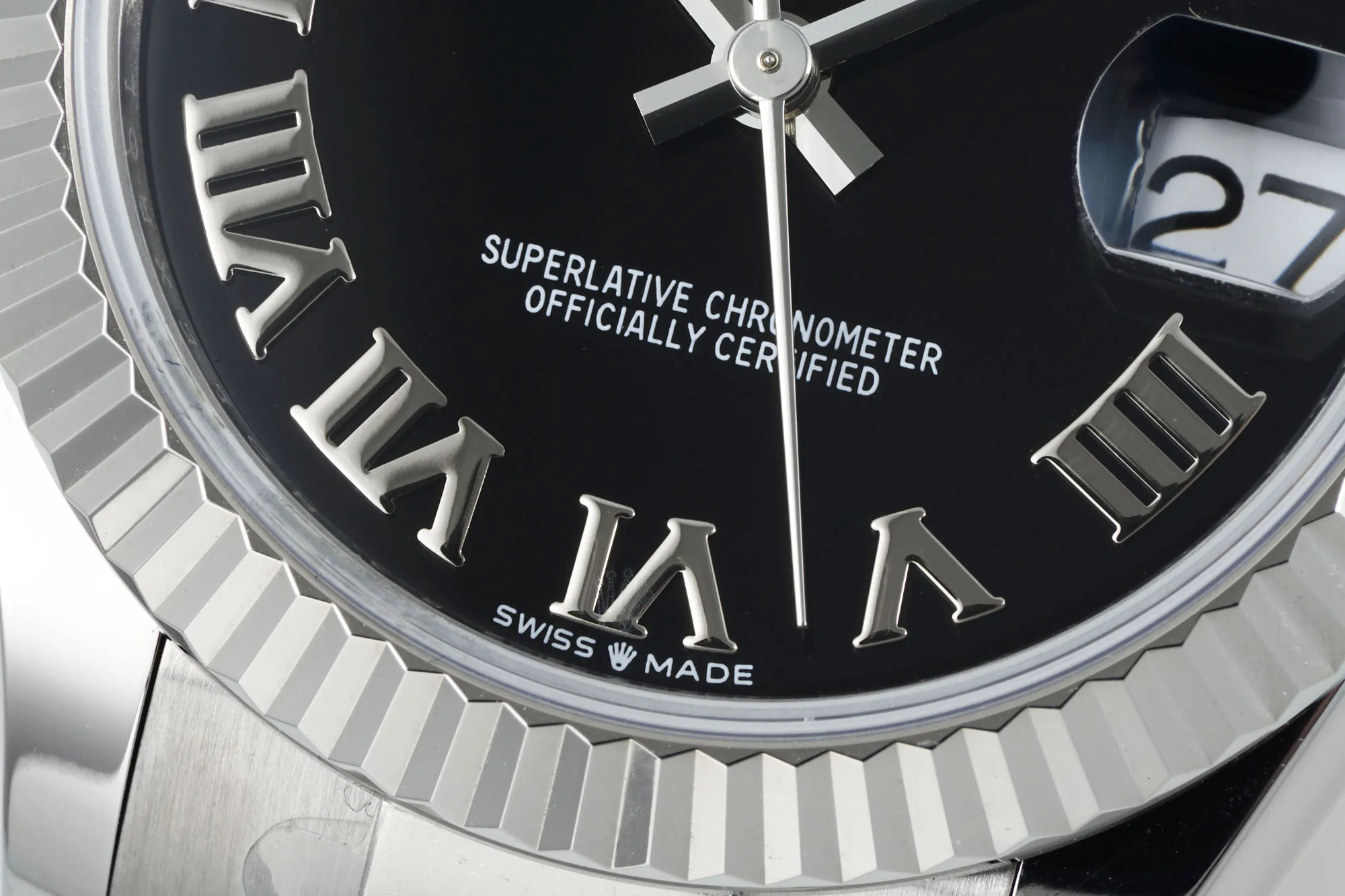 AR Factory Rolex Datejust Stainless Steel Black Dial Roman Numerals Fluted Bezel Automatic Men’s Watch - 图片 5