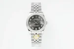 AR Factory Rolex Datejust Stainless Steel Watch with Diamond Bezel, Rhodium Dial, and Jubilee Bracelet