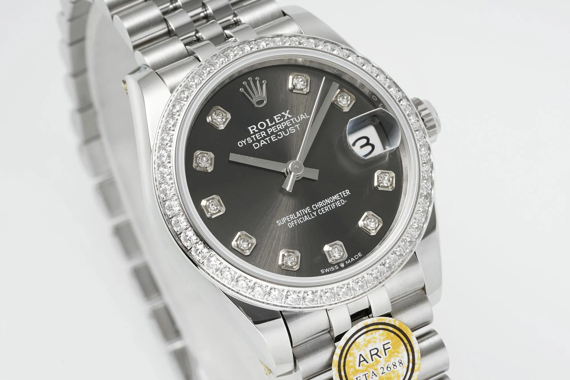 AR Factory Rolex Datejust Stainless Steel Watch with Diamond Bezel, Rhodium Dial, and Jubilee Bracelet - 图片 3