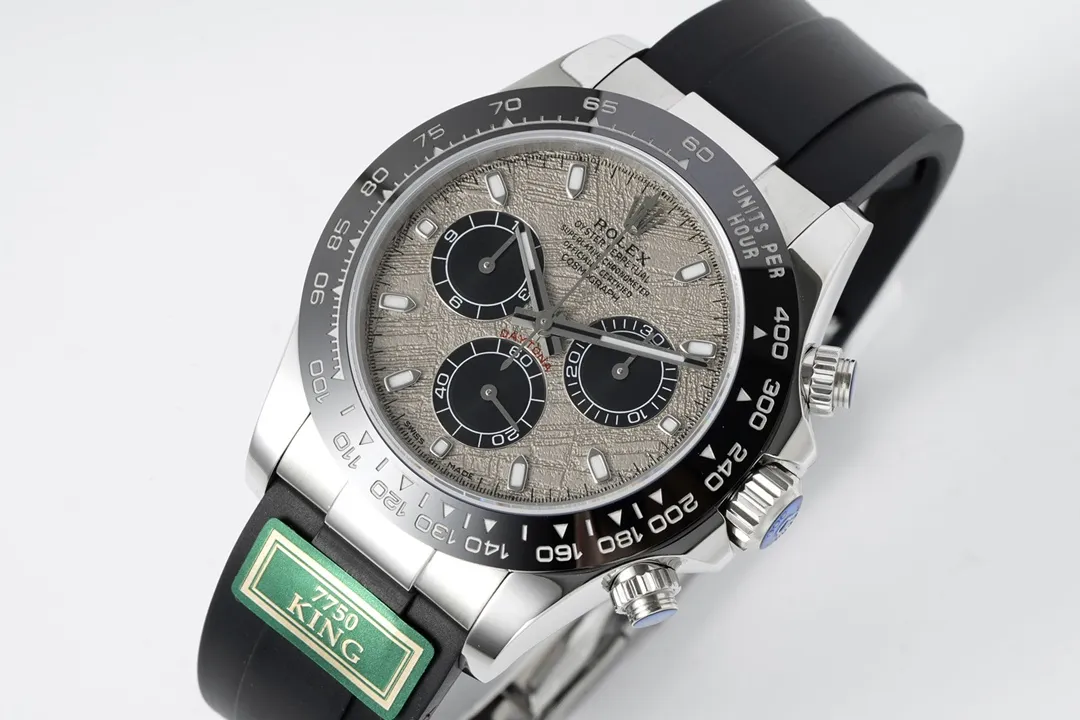 AR Factory Rolex Daytona Cosmograph Watch – Silver Dial, Black Rubber Strap, Premium VSF Watches Replica Collection - 图片 3