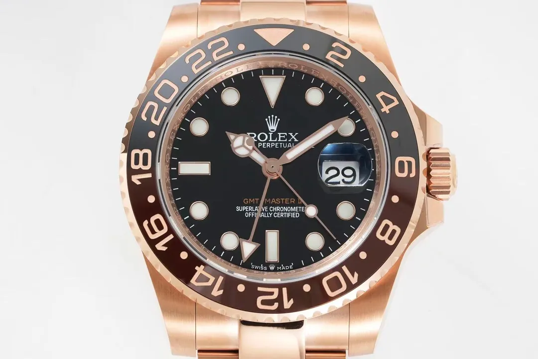AR Factory Rolex GMT-Master II Everose Gold Black Dial Root Beer Bezel Watch - 图片 2