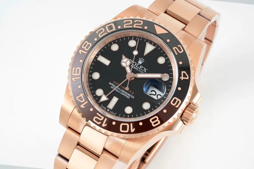 AR Factory Rolex GMT-Master II Everose Gold Black Dial Root Beer Bezel Watch - 图片 3