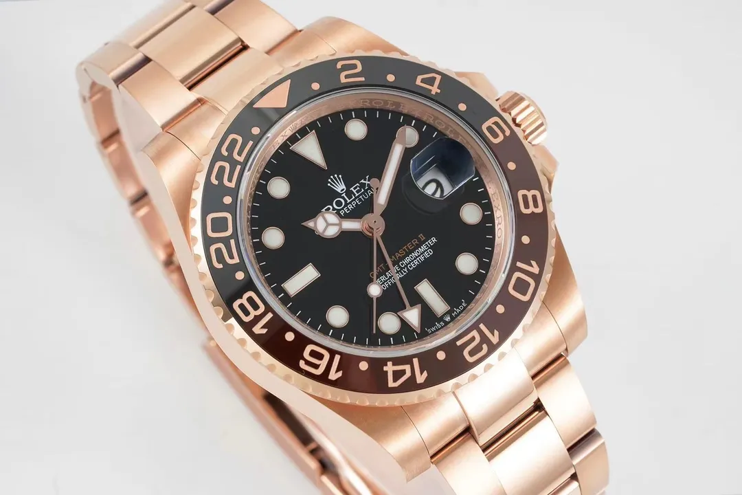 AR Factory Rolex GMT-Master II Everose Gold Black Dial Root Beer Bezel Watch - 图片 4
