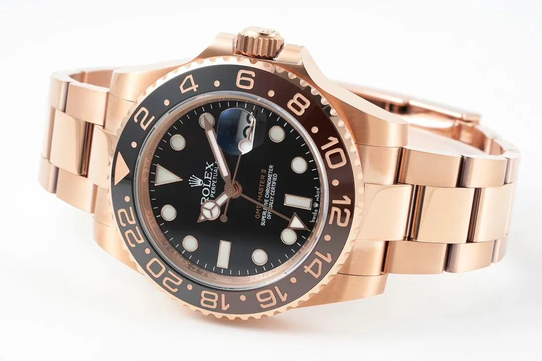 AR Factory Rolex GMT-Master II Everose Gold Black Dial Root Beer Bezel Watch - 图片 5