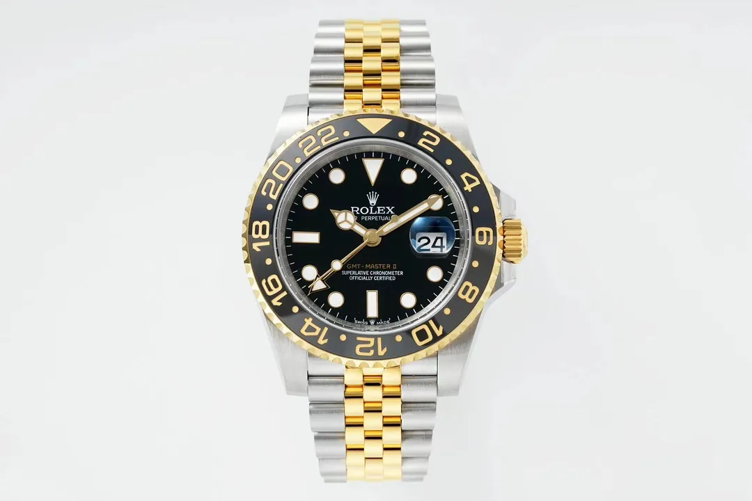 AR Factory Rolex GMT-Master II Men’s Luxury Watch – Black Dial, Black Ceramic Bezel, Two-Tone Oyster