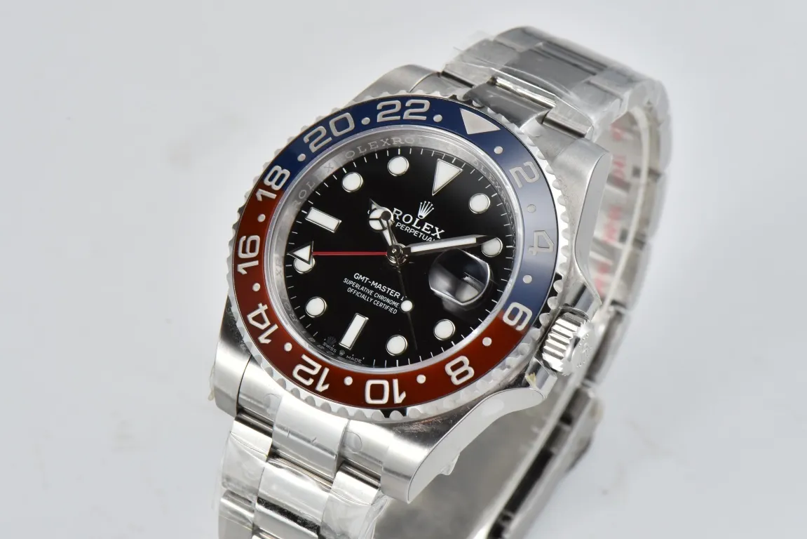 AR Factory Rolex GMT-Master II Pepsi Blue Red Ceramic Bezel Black Dial Stainless Automatic Watch - 图片 2