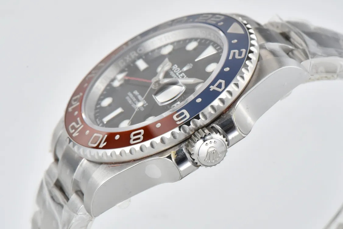 AR Factory Rolex GMT-Master II Pepsi Blue Red Ceramic Bezel Black Dial Stainless Automatic Watch - 图片 3