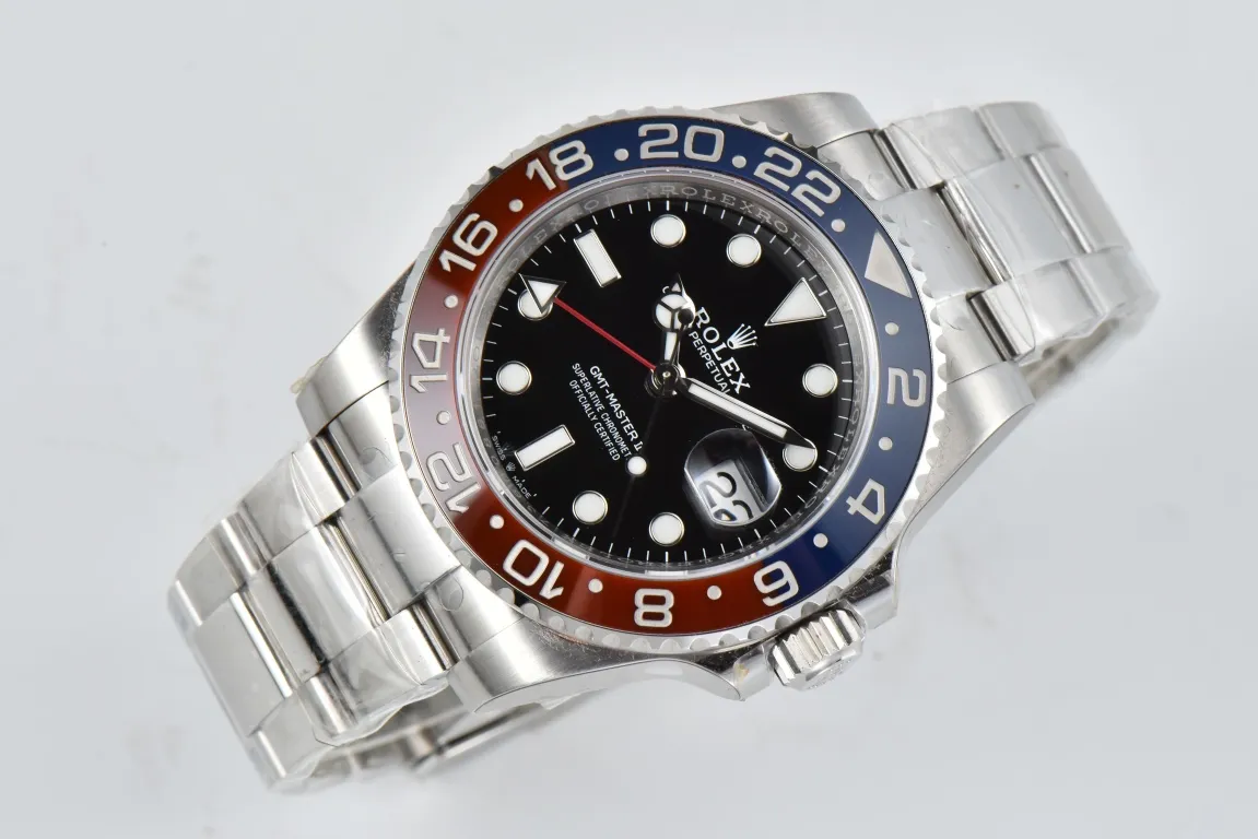 AR Factory Rolex GMT-Master II Pepsi Blue Red Ceramic Bezel Black Dial Stainless Automatic Watch - 图片 4