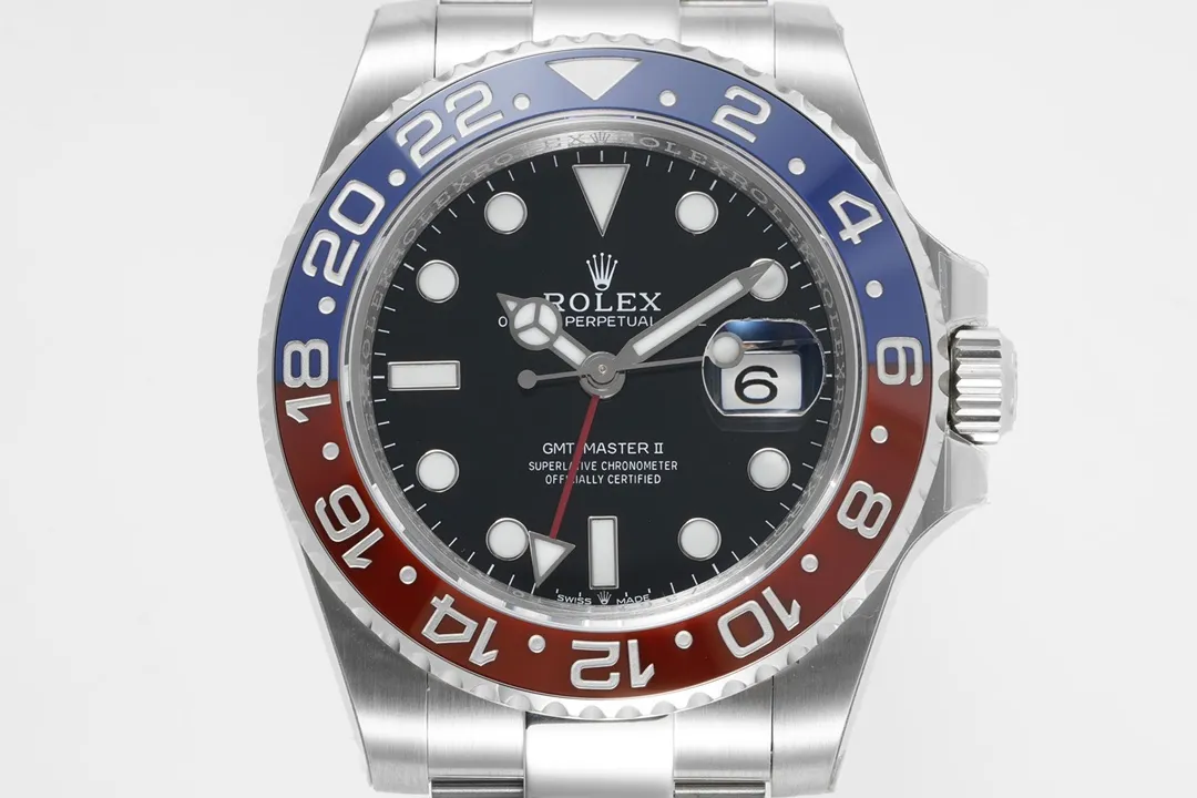 AR Factory Rolex GMT-Master II Pepsi Blue Red Ceramic Bezel Black Dial Stainless Steel Watch - 图片 2