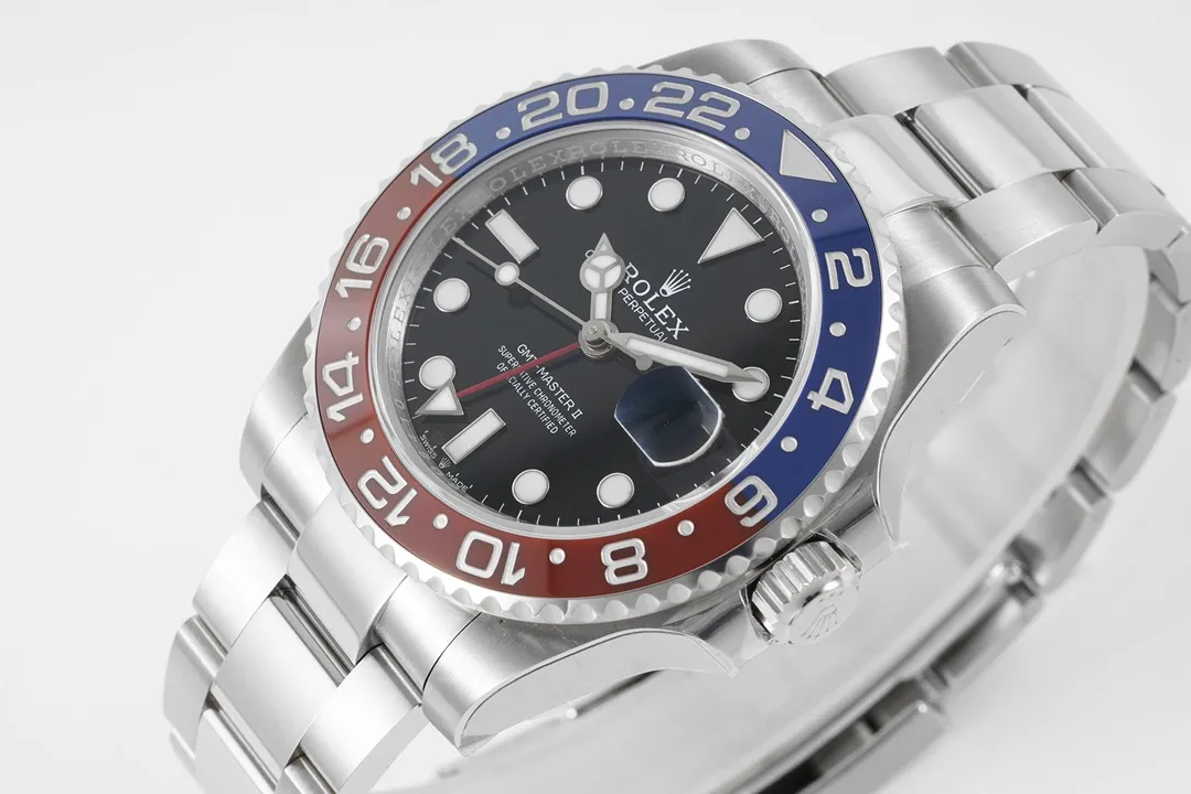 AR Factory Rolex GMT-Master II Pepsi Blue Red Ceramic Bezel Black Dial Stainless Steel Watch - 图片 4