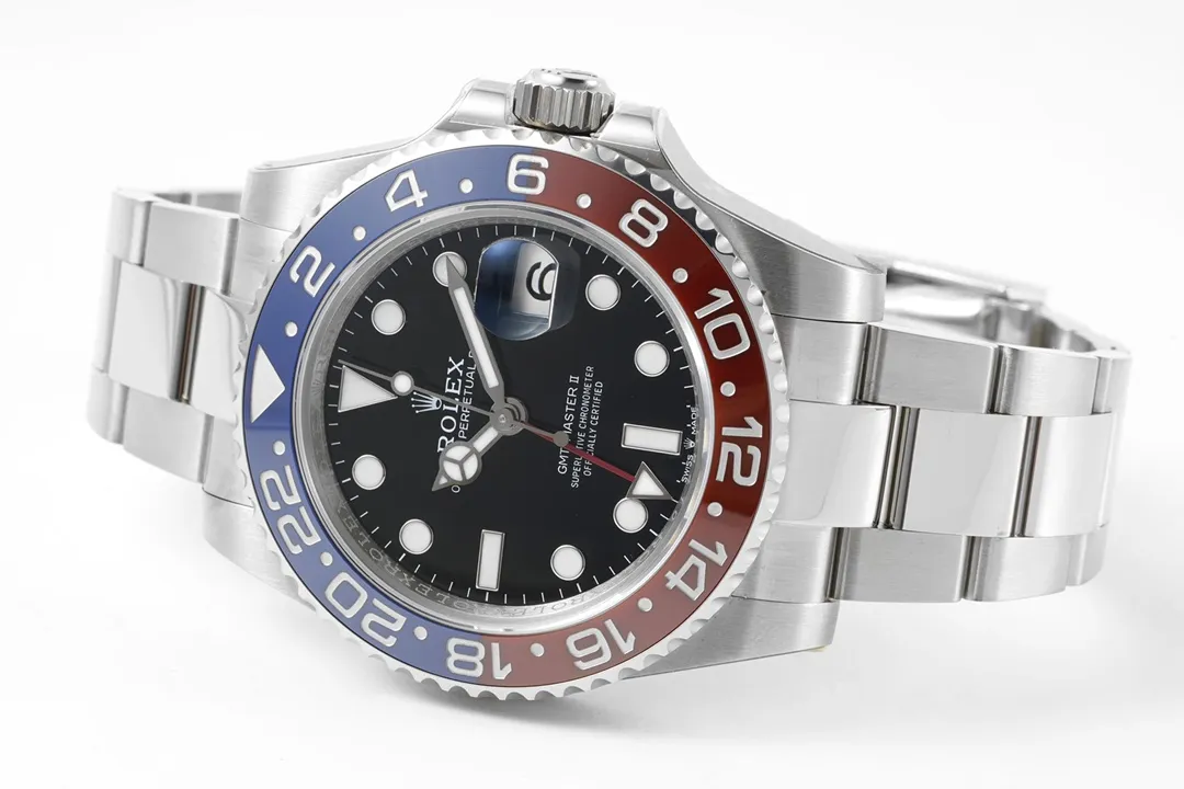 AR Factory Rolex GMT-Master II Pepsi Blue Red Ceramic Bezel Black Dial Stainless Steel Watch - 图片 5