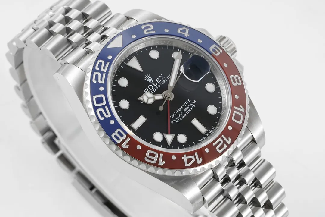 AR Factory Rolex GMT-Master II Pepsi Red-Blue Ceramic Bezel Black Dial Stainless Steel Watch - 图片 2